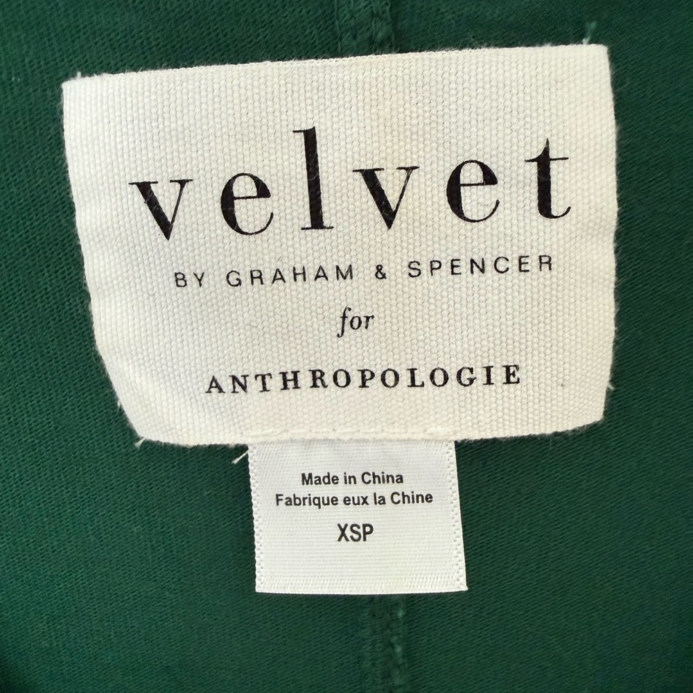 Anthropologie Velvet by Graham Spencer Green Puff Sleeve Dress - Picture 4 of 5